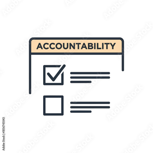 Accountability checklist illustration design, indicating completed tasks and pending actions, useful for business and project management themes