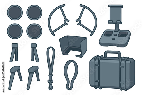 Drone Accessories Collection Flat Design