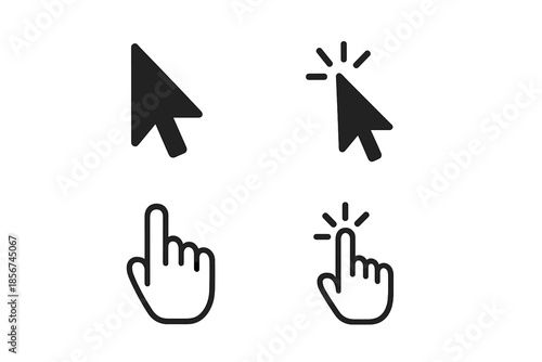 Cursor and Click Icons on Gray Background