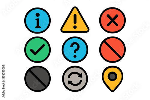 Collection of colorful icon symbols on a gradient background