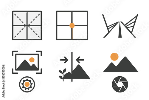 Camera Icon Set on Gradient Background
