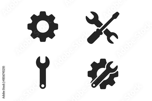 Dark background with tool icons