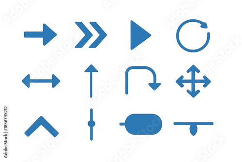 Blue neon arrow icons on a dark background