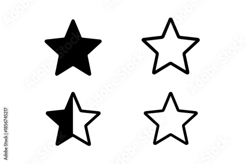 Four stylized black stars against a dark gradient background