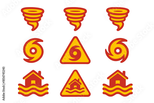 Set of weather warning icons