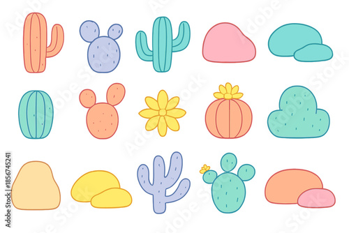 Neon Cactus and Desert Elements