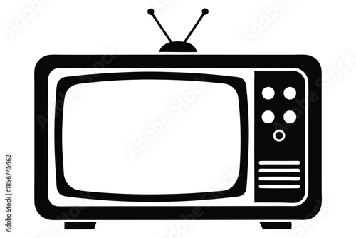 television silhouette line art vector illustration