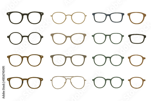 Collection of Diverse Eyeglasses on a Gradient Background