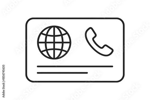 Business Card Icon with Globe and Phone