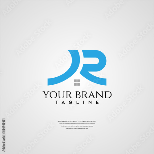 JR Logo Design with House Icon and Company Tagline Space for Branding