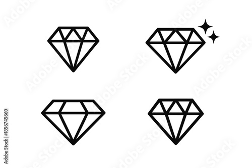Diamond Icons Set on Dark Background