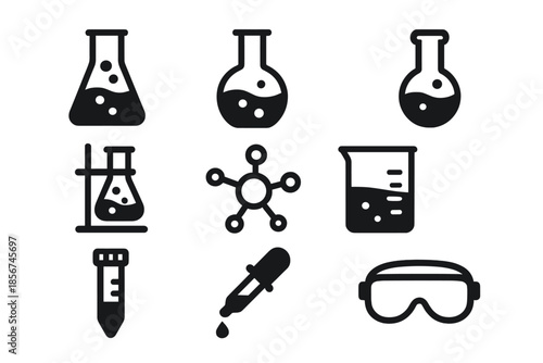 Set of dark science icons