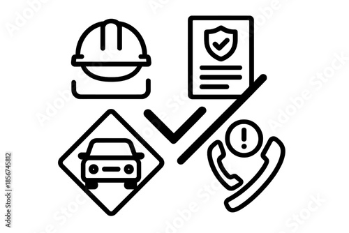 Set of icons for insurance and safety related services