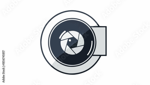 Camera Lens Illustration with Camera Shutter and Aperture Details in Simple Design