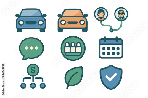 Set of icons for a ride-sharing service