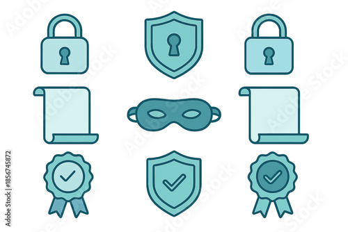 Cybersecurity icons arranged in a grid