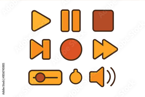 Media Player Controls Icons Set