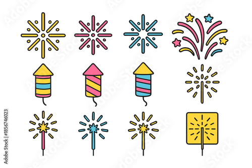 Collection of Colorful Firework Icons