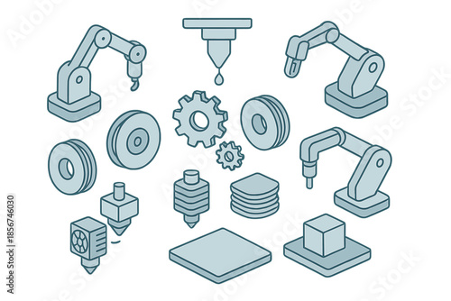 Isometric industrial automation icons