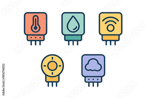 Set of Five IoT Sensor Icons