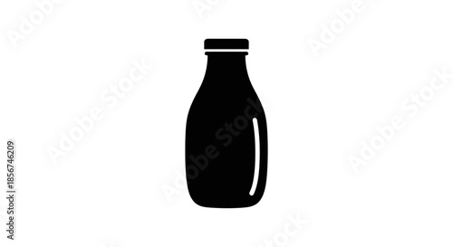 Black bottle with screw top.