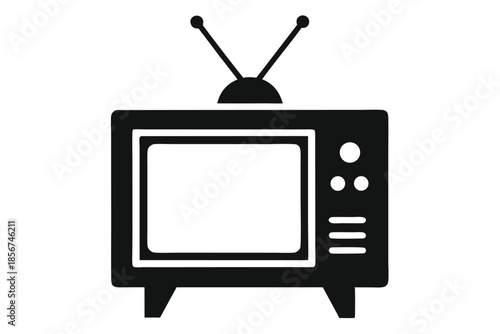 television silhouette line art vector illustration