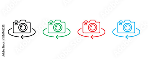 Camera icon set vector on white background.  photography, symbol. rotation camera icon. vector illustration.