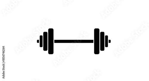 Black dumbbell weightlifting fitness equipment icon.
