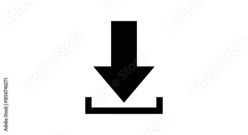 Black download arrow icon symbol.
