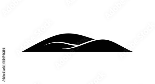 Black hills silhouette with white line.