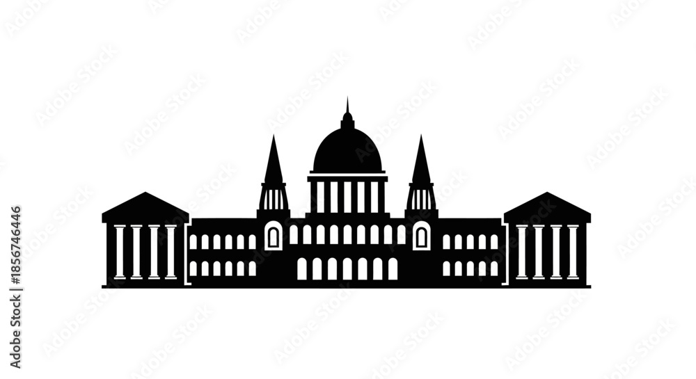 © AHMAD - Black silhouette of large building.