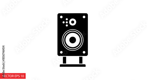 Black Speaker Icon With White Details.