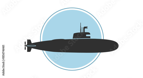 Black submarine in simple design.