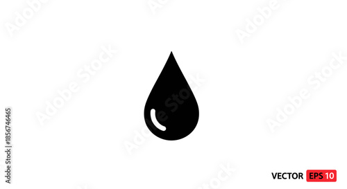 Black Teardrop Droplet Vector Icon.