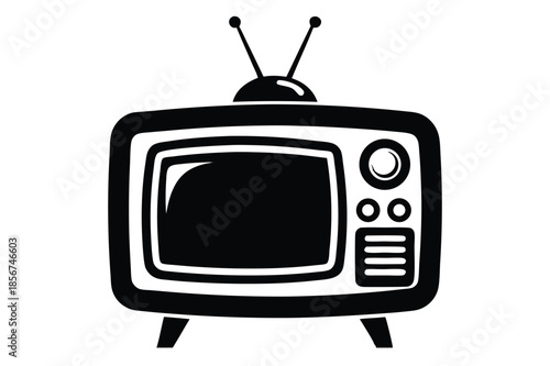 television silhouette line art vector illustration
