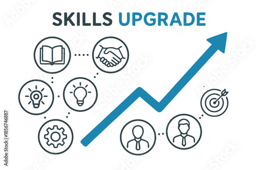 Skills Upgrade Growth Chart Illustration with Learning Progress Concept