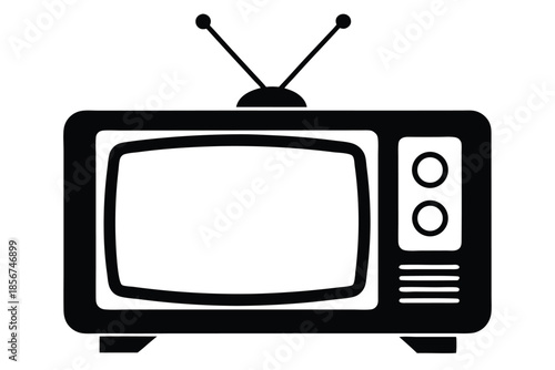 television silhouette line art vector illustration