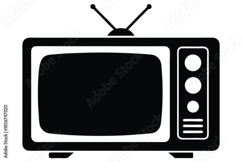 television silhouette line art vector illustration