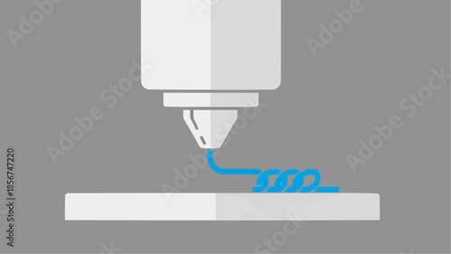 3D printing process illustration with technology and manufacturing concept