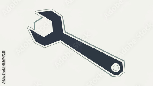 Action Tool, Adjustable Wrench, Workshop, Vector Illustration, Minimalist Design, Abstract View, Engineering Concept