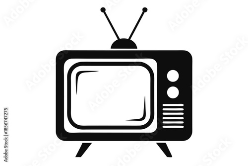 television silhouette line art vector illustration