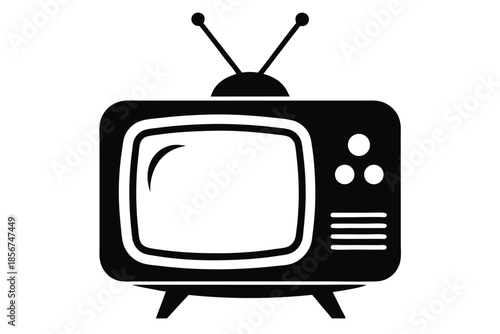 television silhouette line art vector illustration