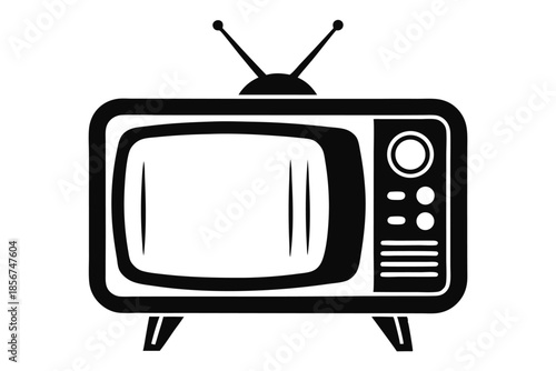 television silhouette line art vector illustration