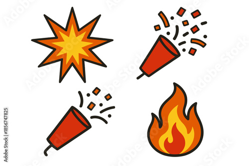 Explosion, Party Poppers and Fire Elements