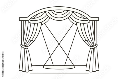 Theater stage with draped curtains and spotlights