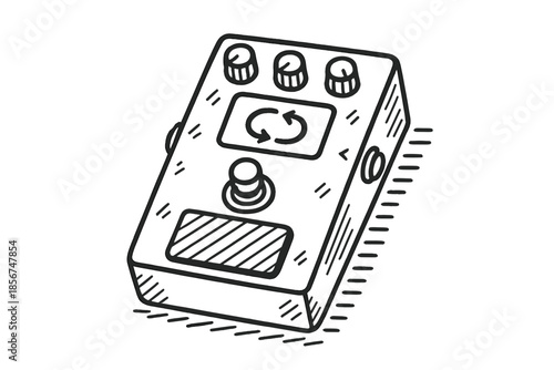 Doodle-style illustration of a loop pedal