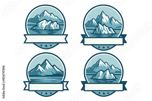 Arctic landscape badge templates with copy space