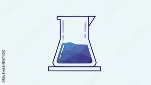 Laboratory Equipment Illustration Featuring Beaker with Blue Liquid on White Background