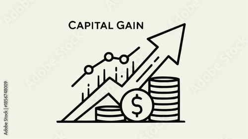 Financial Growth Illustrated with Coin Stacks and Rising Arrow Graphic
