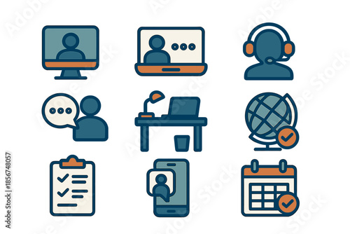 Online communication and business icons
